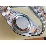 Sunday Calendar series women's watch, mother-of-pearl dial, rose gold bezel, 36mm, two-tone President-style bracelet.